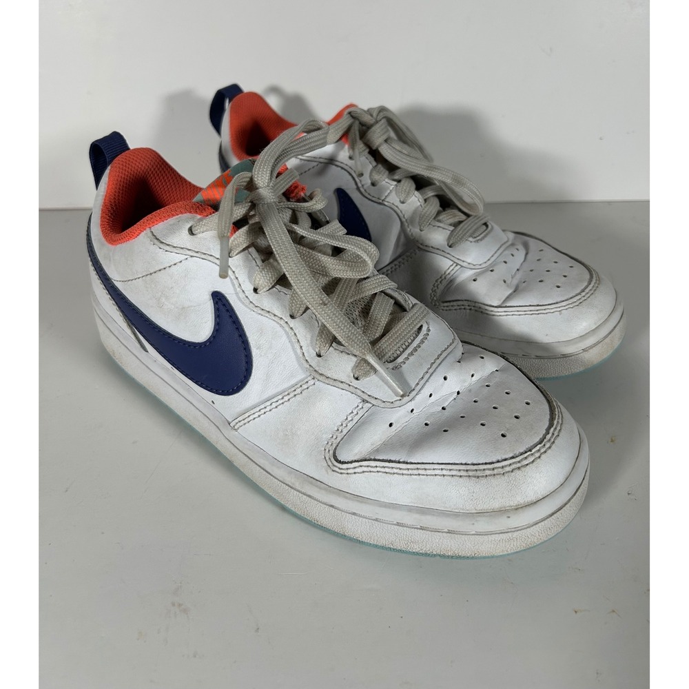 Nike Court Borough Low 2 White Blue Orange BQ5448-112 Boys 5.5Y Womens 7 Sneaker